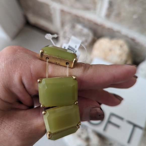 LOFT Green Gold Stretch Bracelet New Old Stock with tag & box - Picture 6 of 10